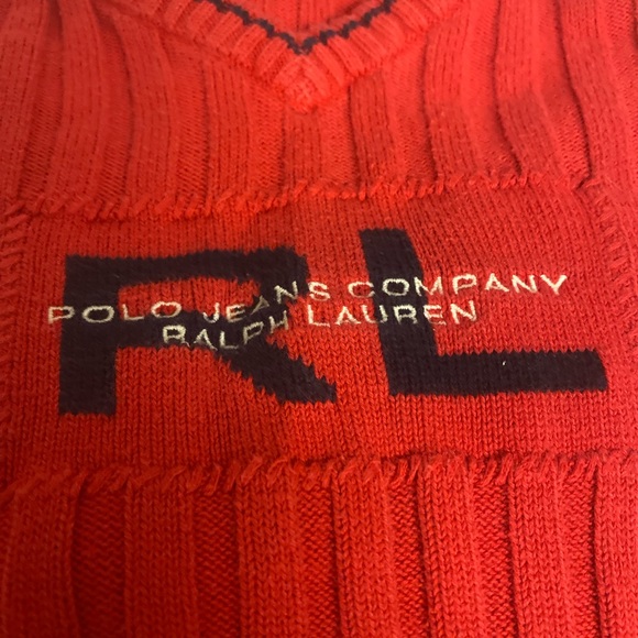 VTG Polo Ralph Lauren Red Ribbed Sweater Size L - Picture 3 of 6